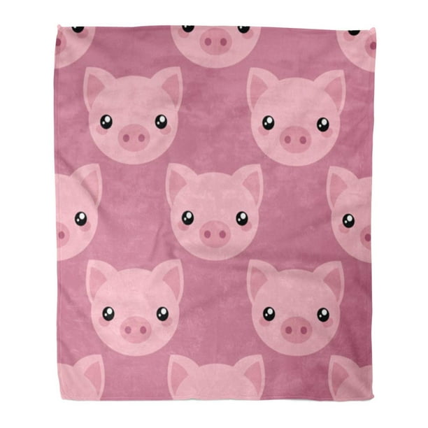 Extra Soft Reversible Flannels Throw Blanket Cute Little Pig Lightweight Cozy Warm Sofa Blanket for Couch Sofa Bed Living Room 